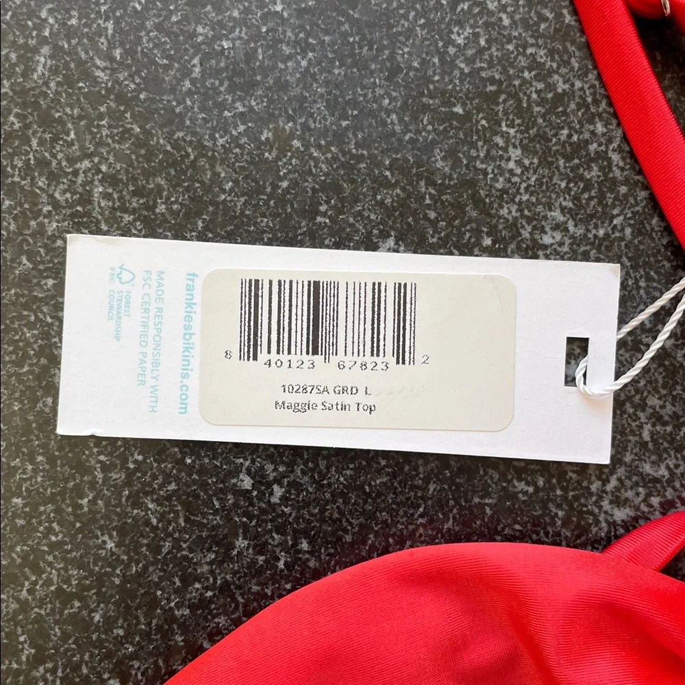 NWT Frankie's Bikinis Maggie Red Bikini Swim Top Size Large (L)